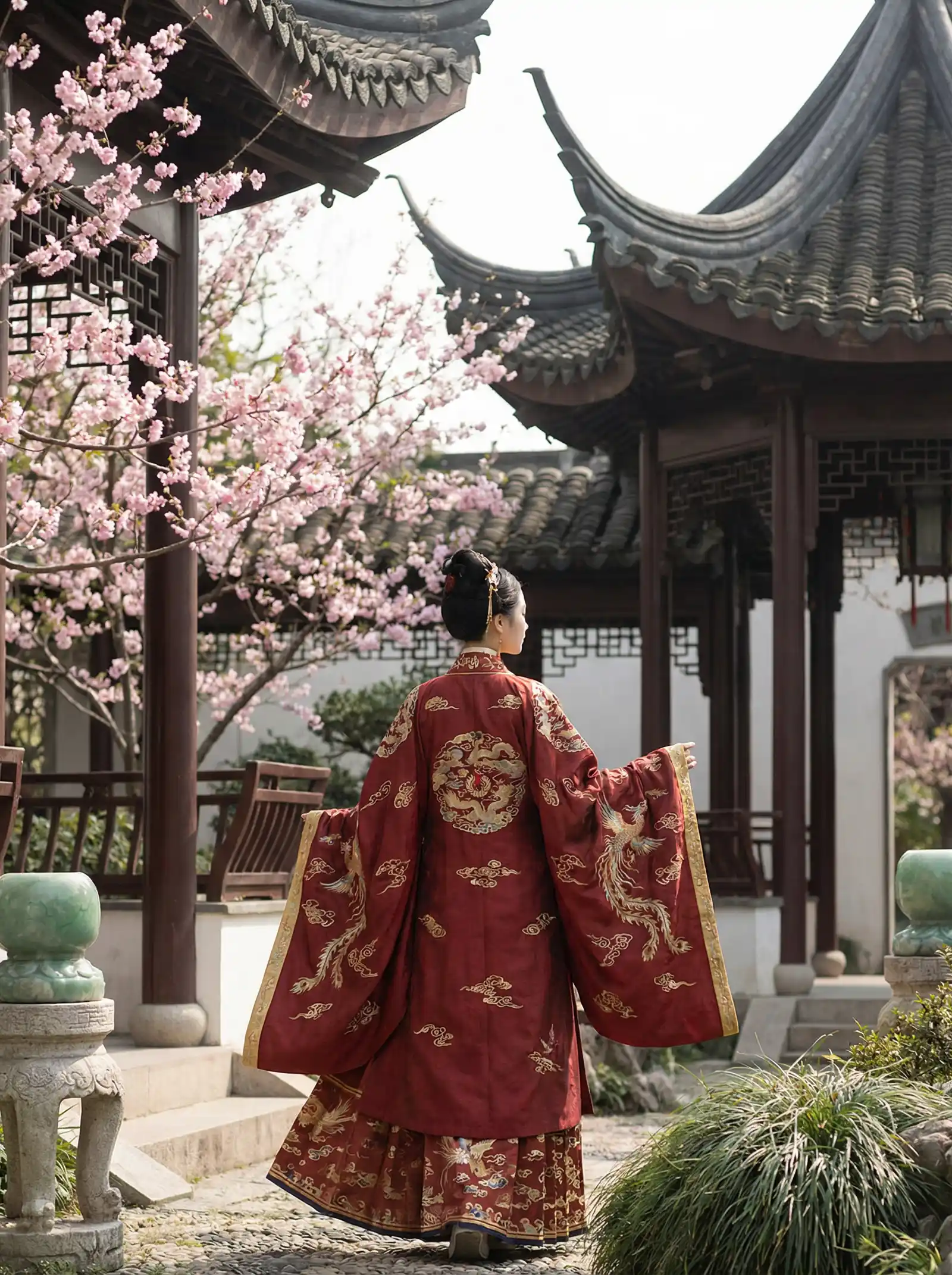 成都影院免费高清完整 明制汉服红色凤凰刺绣